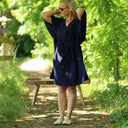 Robe Joanne — Double gaze de coton bleu nuit - Quintessence