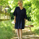 Robe Joanne — Double gaze de coton bleu nuit - Quintessence