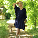 Robe Joanne — Double gaze de coton bleu nuit - Quintessence