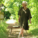 Robe Joanne — Double gaze de coton kaki - Quintessence