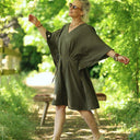 Robe Joanne — Double gaze de coton kaki - Quintessence