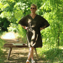 Robe Joanne — Double gaze de coton kaki - Quintessence
