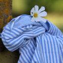 Robe Joanne — Double gaze de coton rayée bleu - Quintessence