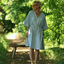 Robe Joanne — Double gaze de coton rayée bleu - Quintessence