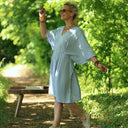 Robe Joanne — Double gaze de coton rayée bleu - Quintessence