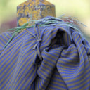 Robe Joanne — Double gaze de coton rayée bleu kaki - Quintessence