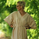Robe Joanne — Double gaze de coton rayée écureuil - Quintessence