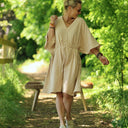 Robe Joanne — Double gaze de coton rayée écureuil - Quintessence
