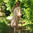 Robe Joanne — Double gaze de coton rayée écureuil - Quintessence