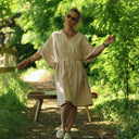 Robe Joanne — Double gaze de coton rayée écureuil - Quintessence