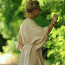 Robe Joanne — Double gaze de coton rayée écureuil - Quintessence