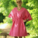 Robe Joanne — Double gaze de coton rayée rosée - Quintessence
