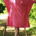 Robe Joanne — Double gaze de coton rayée rosée - Quintessence