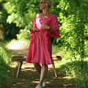 Robe Joanne — Double gaze de coton rayée rosée - Quintessence