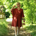 Robe Joanne — Double gaze de coton terre de Sienne - Quintessence