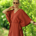 Robe Joanne — Double gaze de coton terre de Sienne - Quintessence