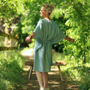 Robe Joanne — Lin bleu chiné pacifique - Quintessence