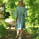 Robe Joanne — Lin bleu chiné pacifique - Quintessence