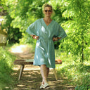 Robe Joanne — Lin bleu chiné pacifique - Quintessence