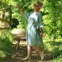 Robe Joanne — Lin bleu chiné pacifique - Quintessence