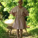 Robe Joanne — Lin chiné rose poudré - Quintessence