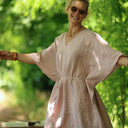 Robe Joanne — Lin chiné rose poudré - Quintessence
