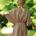 Robe Joanne — Lin chiné rose poudré - Quintessence