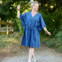 Robe Joanne — Seersucker de coton bleu Majorelle - Quintessence