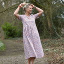 Robe Juliette - Coton herbier bleu - orangé - Quintessence