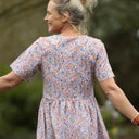 Robe Juliette - Coton herbier bleu - orangé - Quintessence