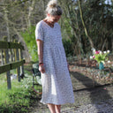 Robe Juliette - double gaze de coton fleurettes bleues - Quintessence