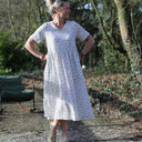 Robe Juliette - double gaze de coton fleurettes bleues - Quintessence