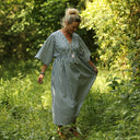 Robe Kalaya - seersucker de coton rayé bleu - Quintessence