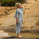 Robe Kalaya - seersucker de coton rayé bleu - Quintessence