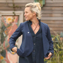 Robe léontine en jacquard coton/lin marine - Quintessence