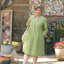 Robe Léontine en jacquard coton/lin marine - Quintessence