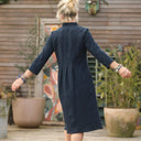 Robe léontine en jacquard coton/lin marine - Quintessence