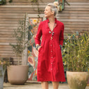 Robe léontine en lin rouge cerise - Quintessence