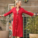 Robe léontine en lin rouge cerise - Quintessence