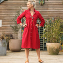 Robe léontine en lin rouge cerise - Quintessence