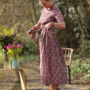Robe Louisa - Coton fleurs d'aubergine - Quintessence