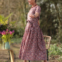 Robe Louisa - Coton fleurs d'aubergine - Quintessence