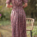 Robe Louisa - Coton fleurs d'aubergine - Quintessence