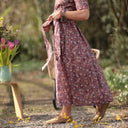Robe Louisa - Coton fleurs d'aubergine - Quintessence