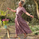 Robe Louisa - Coton fleurs d'aubergine - Quintessence