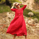 Robe Louisa coton - lin coquelicot - Quintessence