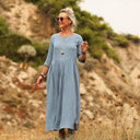 Robe Louisa double gaze de coton bleu navy - Quintessence