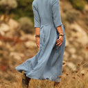 Robe Louisa double gaze de coton bleu navy - Quintessence