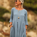 Robe Louisa double gaze de coton bleu navy - Quintessence