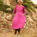 Robe Louisa double gaze de coton bougainvillier - Quintessence